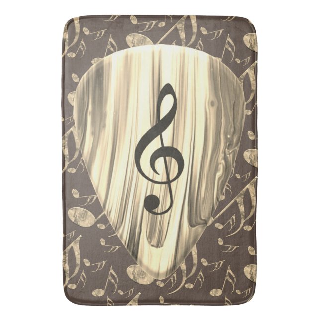 Personalized Music Note Guitar Pick  Bath Mat (Front Vertical)