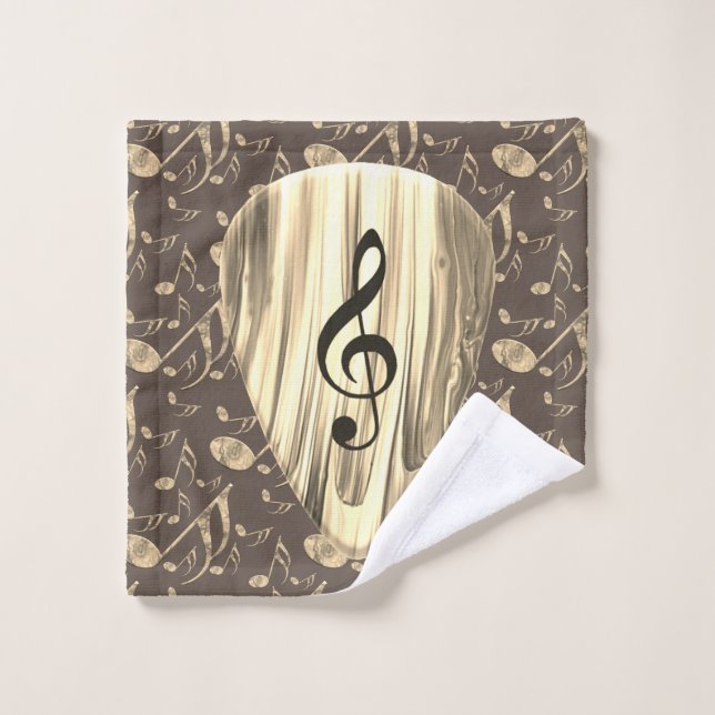Personalized Music Note Guitar Pick  Bath Towel Set (Wash Cloth)
