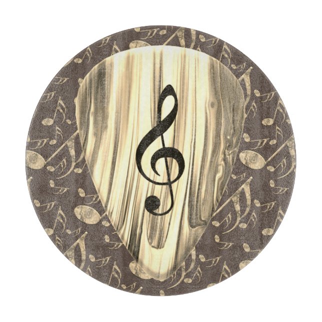 Personalized Music Note Guitar Pick  Cutting Board (Front)