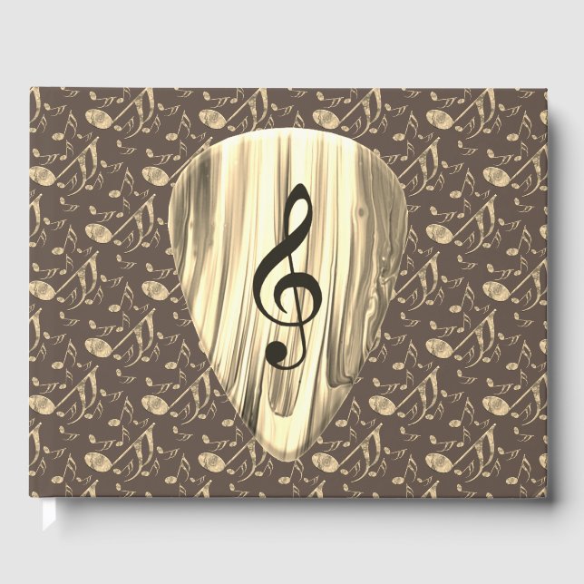 Personalized Music Note Guitar Pick  Guest Book (Front)