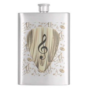 Personalized Music Note Guitar Pick Hip Flask