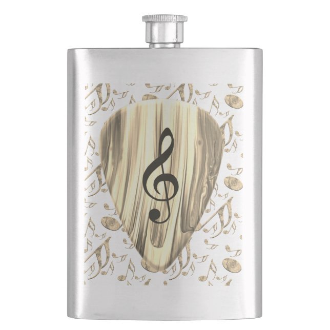 Personalized Music Note Guitar Pick  Hip Flask (Front)