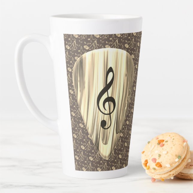 Personalized Music Note Guitar Pick  Latte Mug (In Situ)