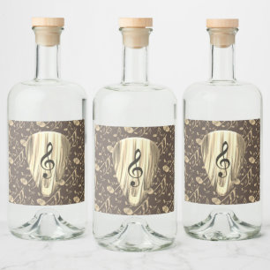 Personalized Music Note Guitar Pick Liquor Bottle Label