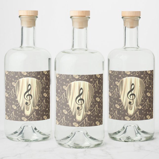 Personalized Music Note Guitar Pick  Liquor Bottle Label (Bottles)