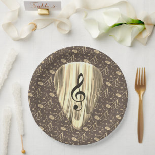 Personalized Music Note Guitar Pick Paper Plate