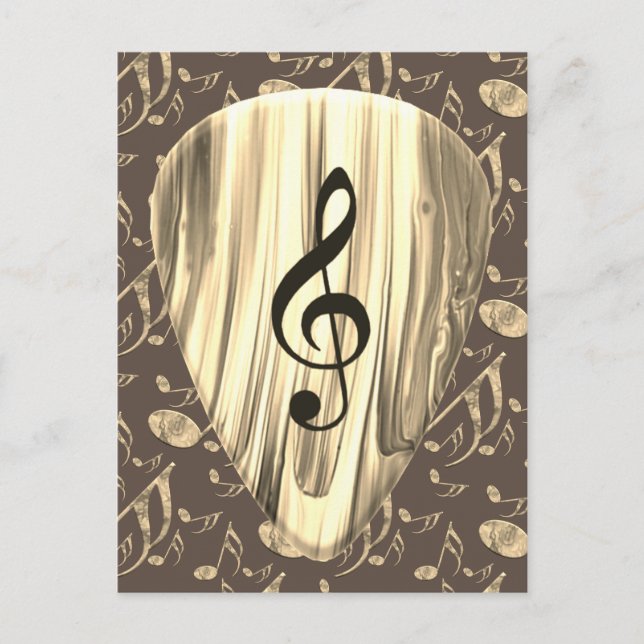Personalized Music Note Guitar Pick  Postcard (Front)