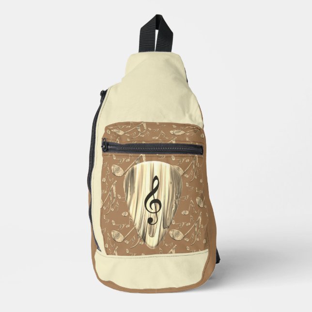 Personalized Music Note Guitar Pick  Sling Bag (Front)