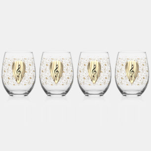 Personalized Music Note Guitar Pick Stemless Wine Glass