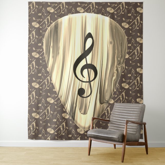 Personalized Music Note Guitar Pick  Tapestry (In Situ)