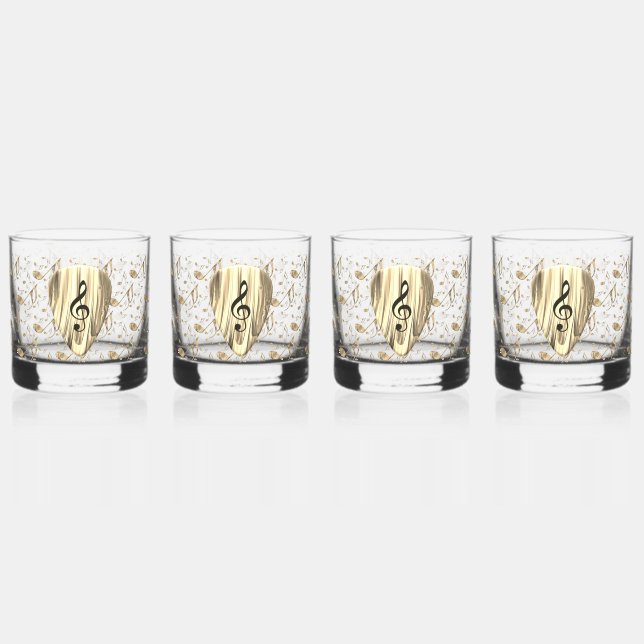 Personalized Music Note Guitar Pick  Whiskey Glass (Front)