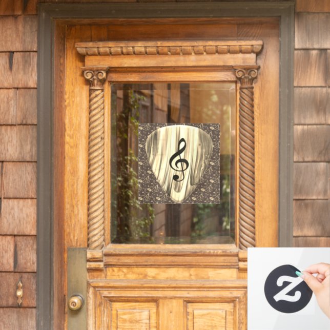 Personalized Music Note Guitar Pick  Window Cling (Home Door)