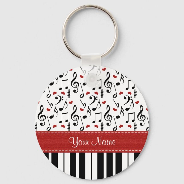 Personalized Music Note Piano Keychain (Front)