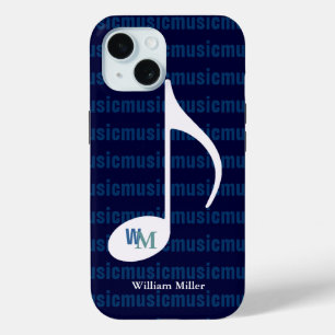Personalized music note striped iPhone 15 case