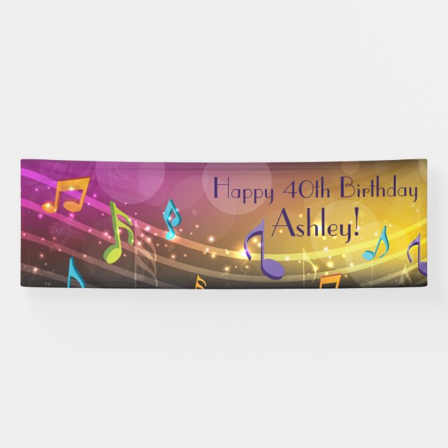 Personalized Music Notes Birthday Banner (Horizontal)