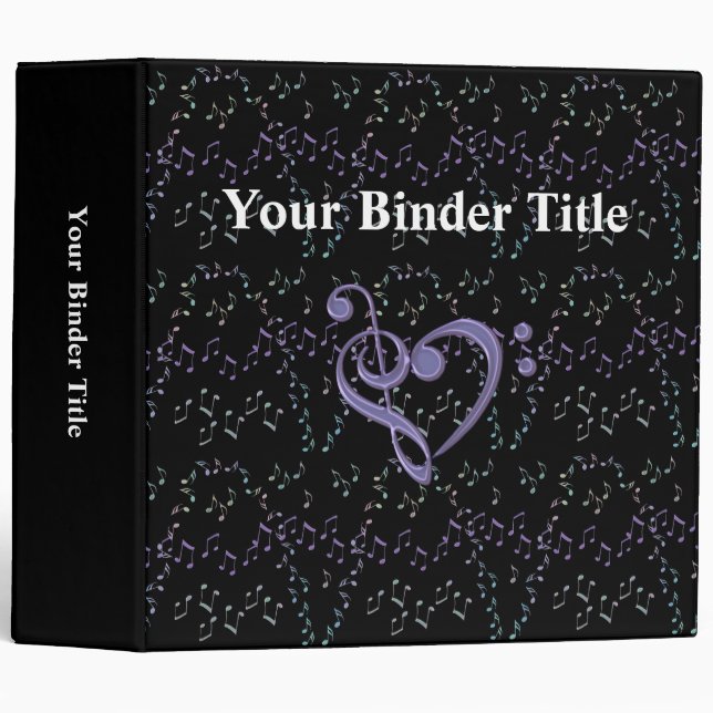 Personalized Music Notes Clef Heart Collage Binder (Front/Spine)