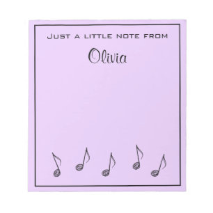 Personalized Music Notes Lavender Notepad