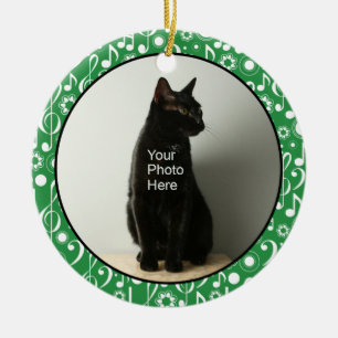 Personalized Music Notes Photo Ornament - Green