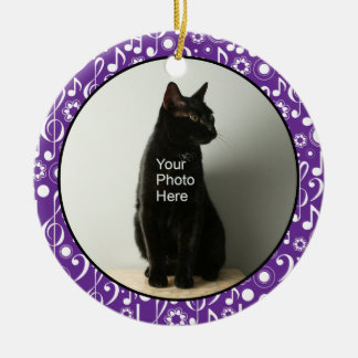 Personalized Music Notes Photo Ornament - Purple