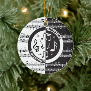 Personalized music score design ceramic ornament