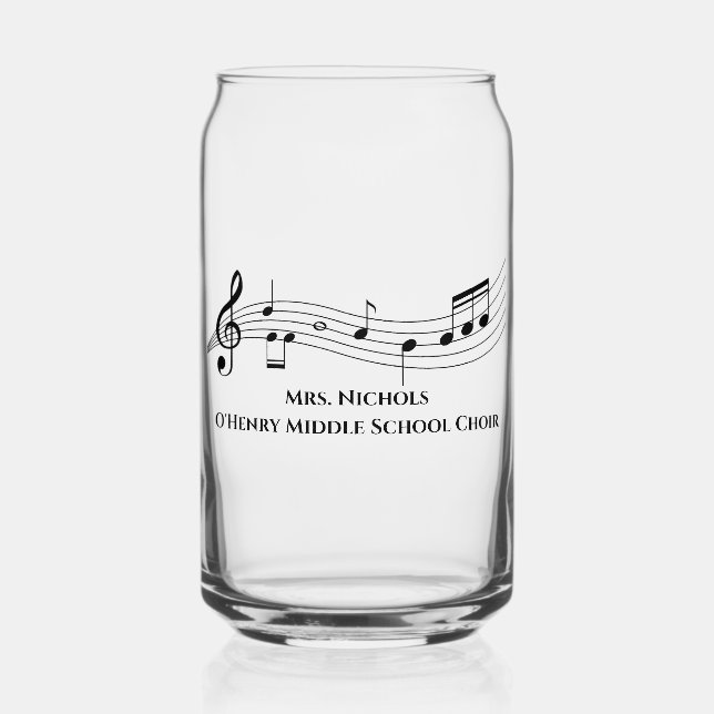 Personalized Music Teacher Musical Notes Can Glass (Front)
