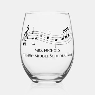 Personalized Music Teacher Musical Notes Stemless Wine Glass