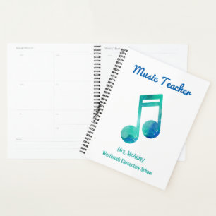 Personalized Music Teacher Watercolor Musical Note Planner