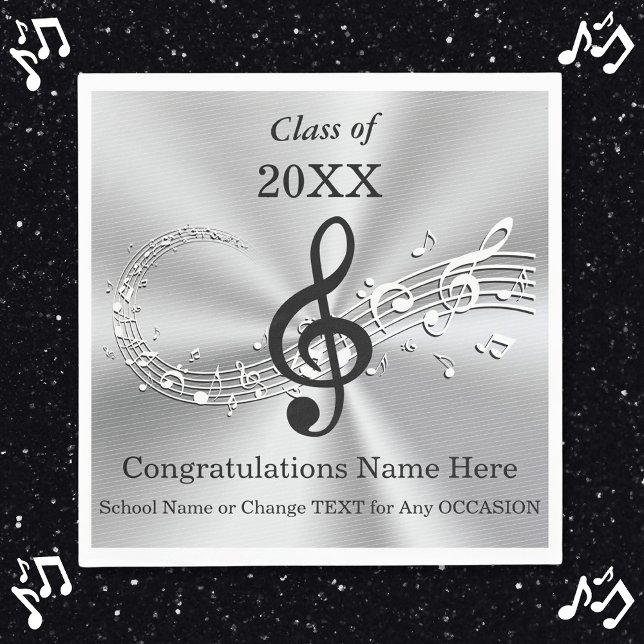 Personalized Music Themed Graduation Party Napkins (Music Themed Graduation Napkins. Music Graduation Party Ideas. Music Graduation Napkins. Music Notes)