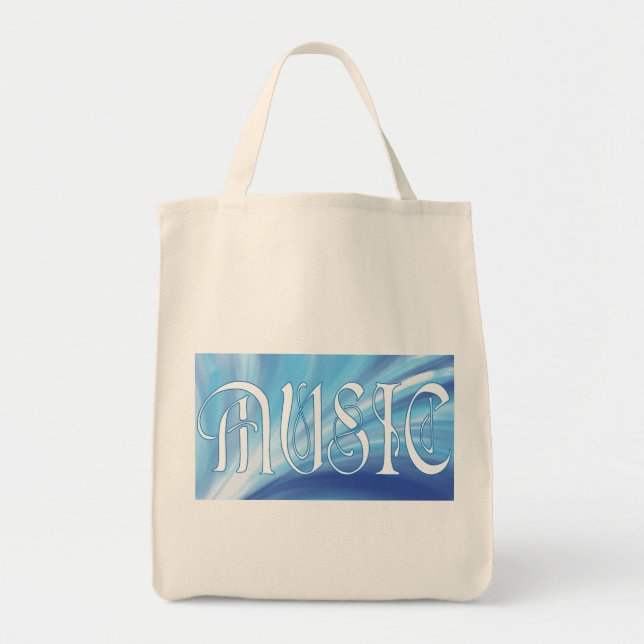 Personalized MUSIC with blue swirl tote (Front)