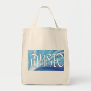Personalized MUSIC with blue swirl tote Bag