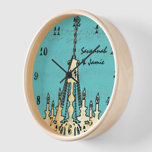 Personalized Musical Note Chandelier Any Colour Clock (Angle)
