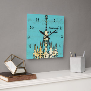 Personalized Musical Note Chandelier Any Colour Square Wall Clock