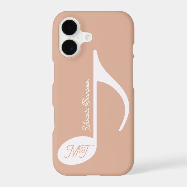 Personalized Musical Note Dusty Rose iPhone Case (Back)