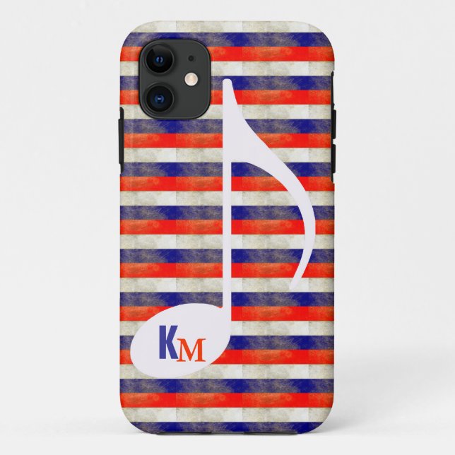personalized musical note stripes Case-Mate iPhone case (Back)