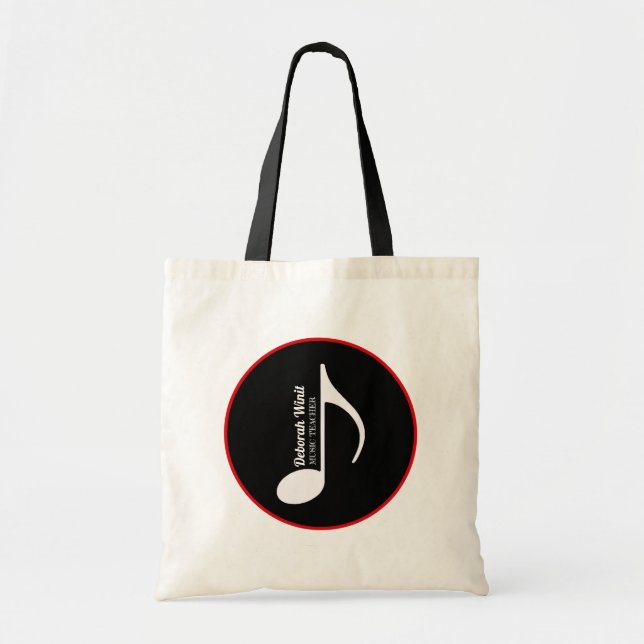 personalized musical note with name tote bag (Front)