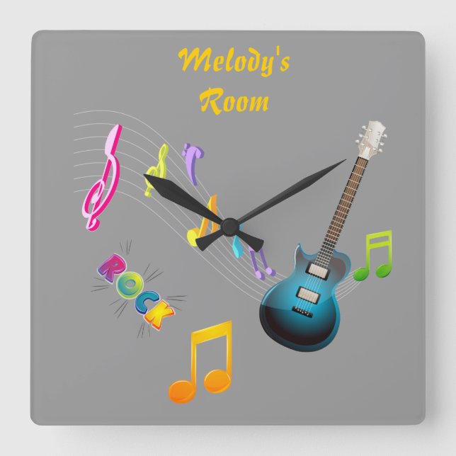 Personalized Musical Notes & Guitar Clock (Front)