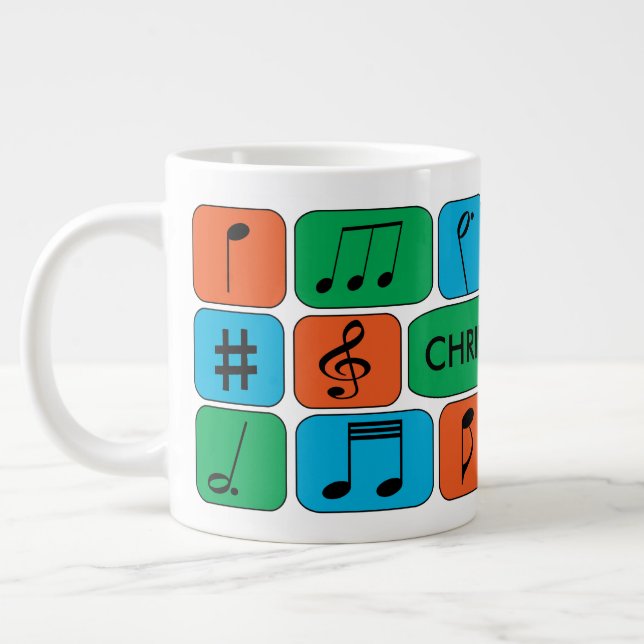 Personalized Musical Notes Large Coffee Mug (Left)