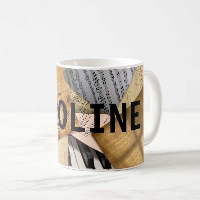 Personalized Musical Notes Piano Sheet  Music Coffee Mug (Front Right)