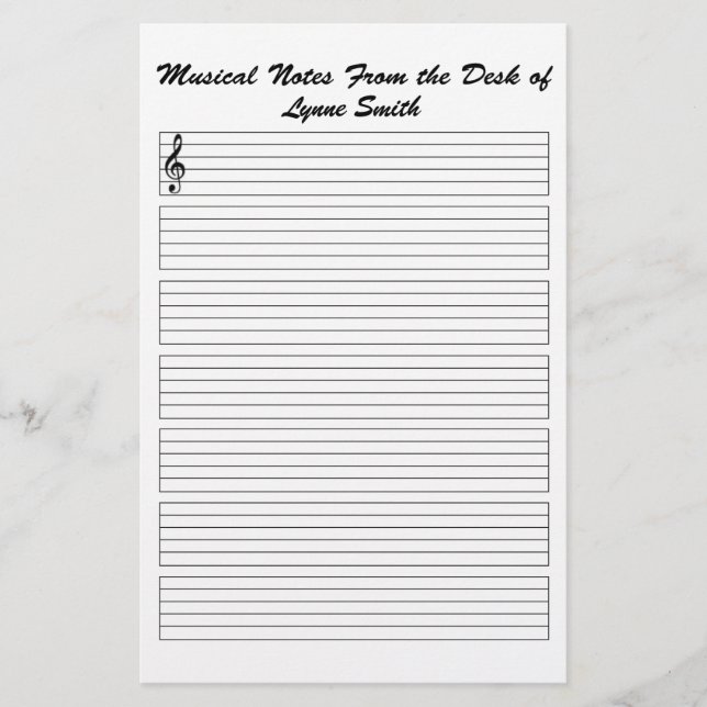 Personalized Musical Notes Stationery (Front)