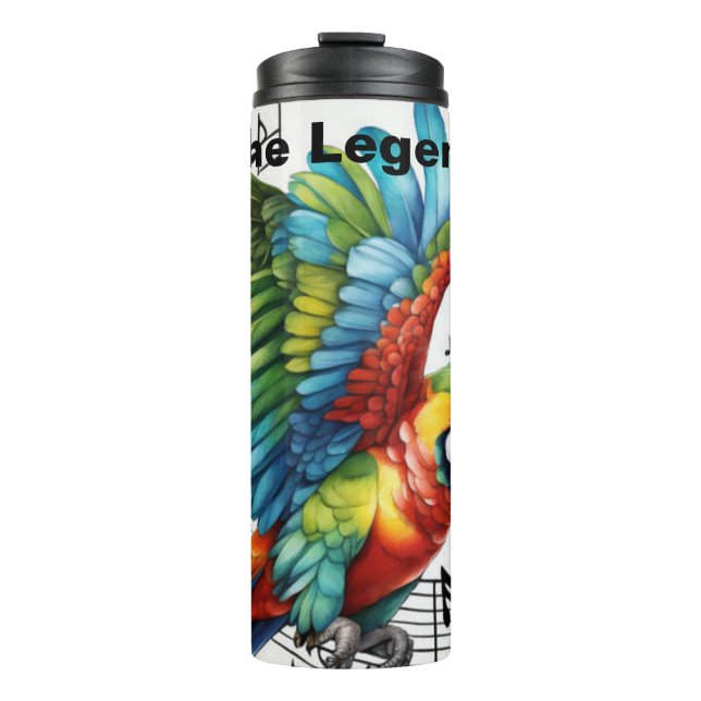 Personalized Musical Parrot Tumbler, Thermal Tumbler (Front)