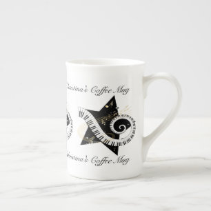 Personalized Musical Star golden notes Bone China Mug