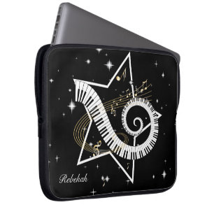 Personalized Musical Star golden notes Laptop Sleeve