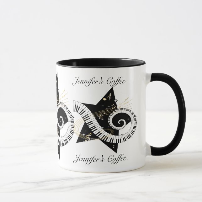 Personalized Musical Star golden notes Mug (Right)