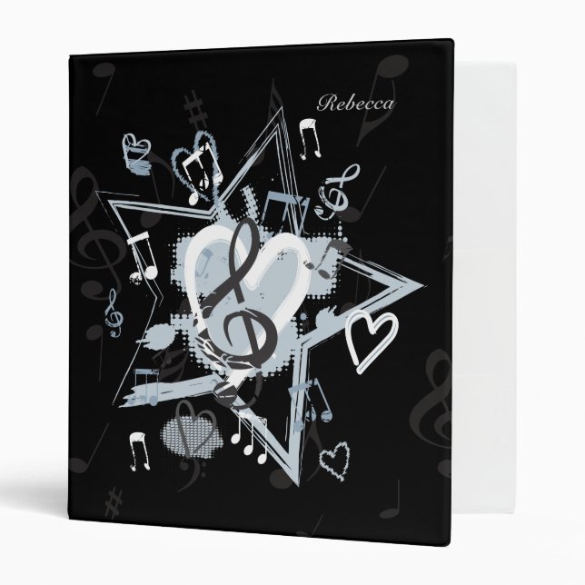 Personalized Musical Star notes designer pattern Binder (Front/Inside)
