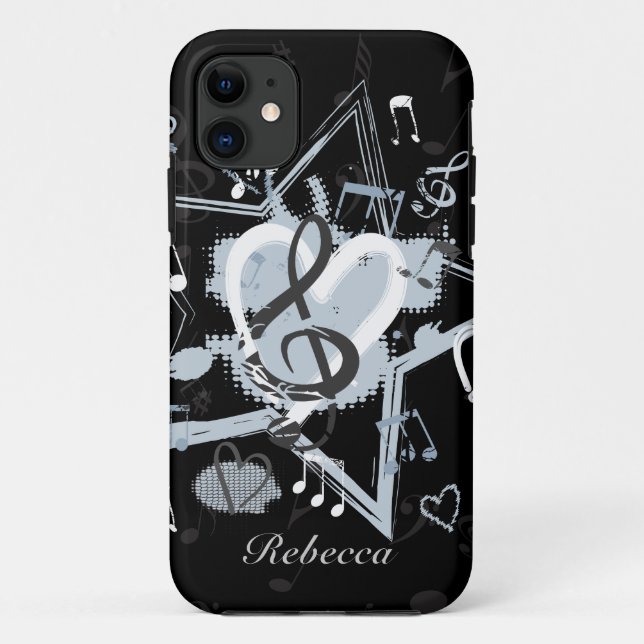 Personalized Musical Star notes designer pattern Case-Mate iPhone Case (Back)
