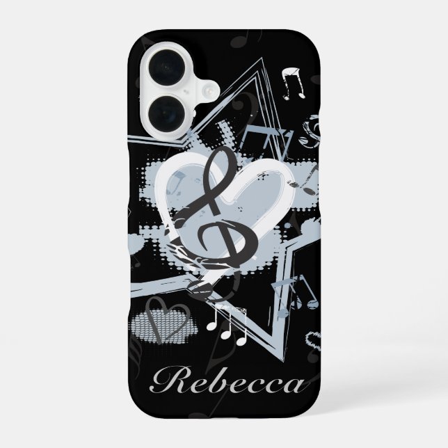 Personalized Musical Star notes designer pattern iPhone 16 Case (Back)
