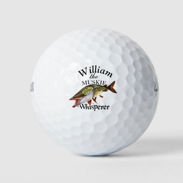 Personalized Muskie Whisperer Fisherman Golf Balls (Front)