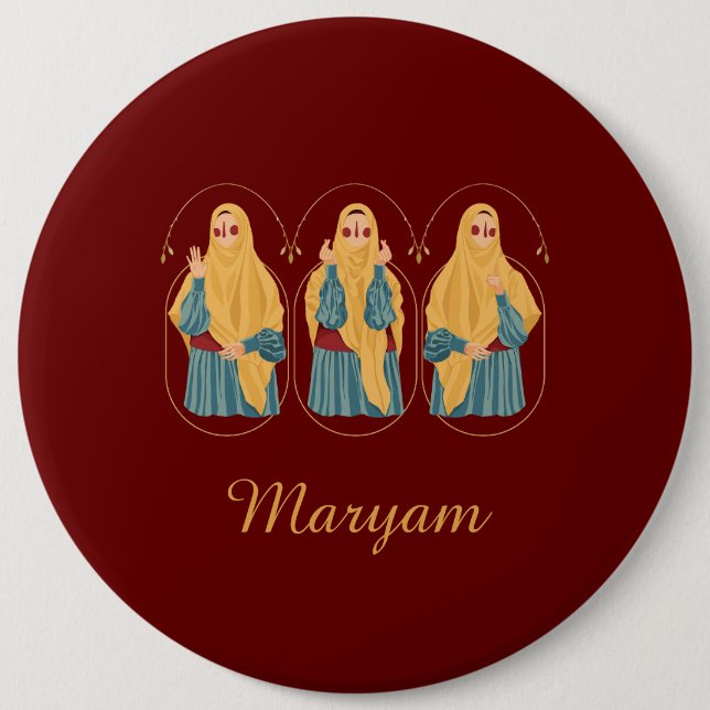 Personalized Muslimah Illustration Button (Front)