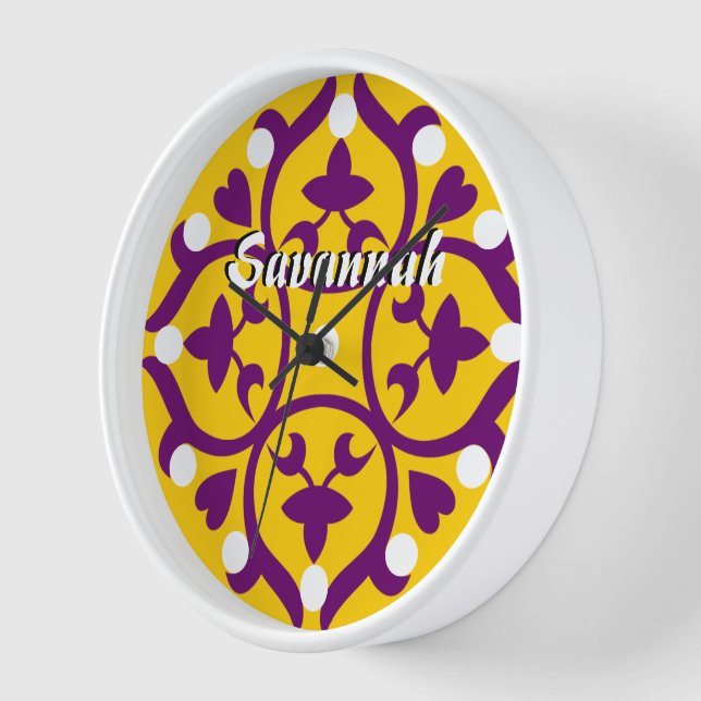 Personalized Mustard Medallion or Any Colour Wall Clock (Angle)