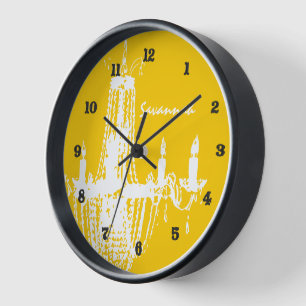 Personalized Mustard Yellow Chandelier Wall Clock